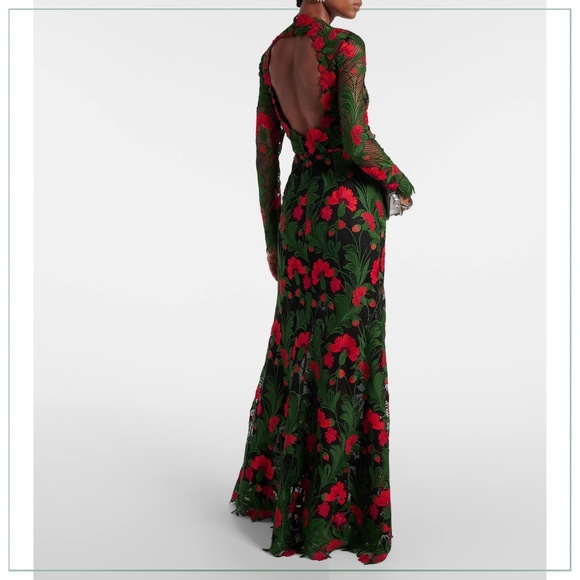 $8150 Oscar de la Renta 2024-25 Marbled Carnation Guipure Lace Runway Gown - Picture 11 of 16